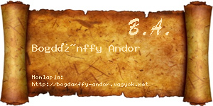 Bogdánffy Andor névjegykártya