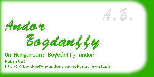 andor bogdanffy business card