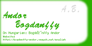 andor bogdanffy business card